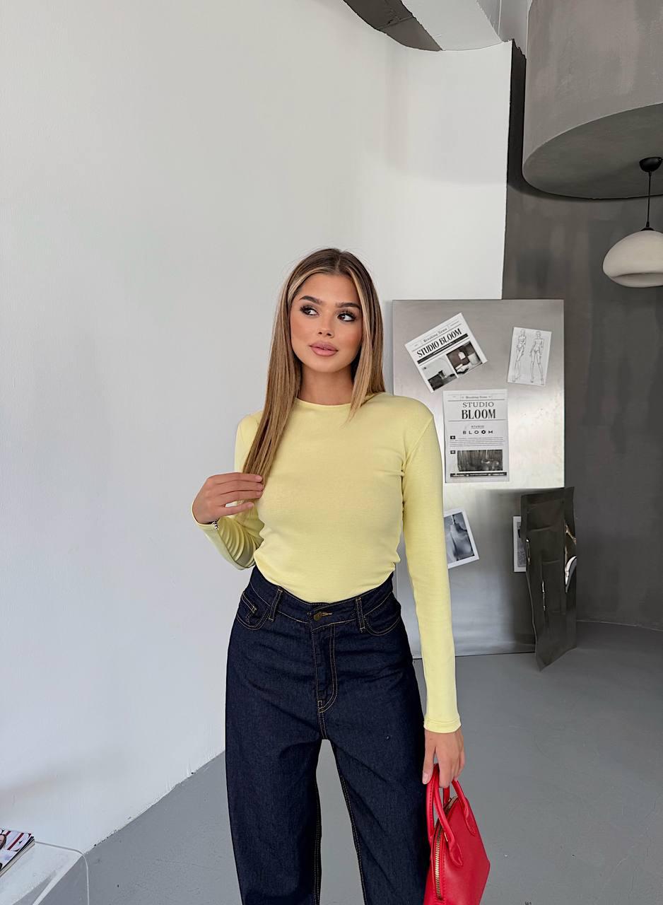 Sarı Parmak Geçirmeli Pamuklu Body